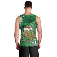 New Zealand Kakapo Christmas In July Men Tank Top Silver Fern Santa Xmas Green Color