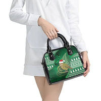 New Zealand Kakapo Christmas In July Shoulder Handbag Silver Fern Santa Xmas Green Color