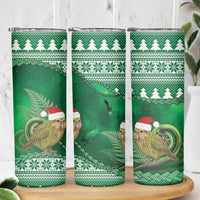 New Zealand Kakapo Christmas In July Skinny Tumbler Silver Fern Santa Xmas Green Color