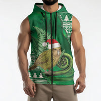 New Zealand Kakapo Christmas In July Sleeveless Zip Hoodie Silver Fern Santa Xmas Green Color