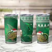New Zealand Kakapo Christmas In July Tumbler Cup Silver Fern Santa Xmas Green Color