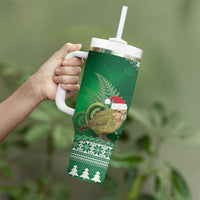 New Zealand Kakapo Christmas In July Tumbler With Handle Silver Fern Santa Xmas Green Color