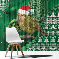 New Zealand Kakapo Christmas In July Window Curtain Silver Fern Santa Xmas Green Color