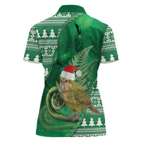 New Zealand Kakapo Christmas In July Women Polo Shirt Silver Fern Santa Xmas Green Color