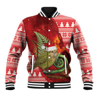 New Zealand Kakapo Christmas In July Baseball Jacket Silver Fern Santa Xmas Red Color