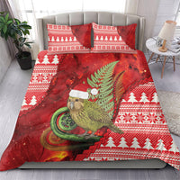 New Zealand Kakapo Christmas In July Bedding Set Silver Fern Santa Xmas Red Color