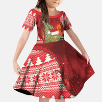 New Zealand Kakapo Christmas In July Family Matching Tank Maxi Dress and Hawaiian Shirt Silver Fern Santa Xmas Red Color