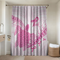 Breast Cancer Awareness Bathroom Set Pink Ribbon Turtle Polynesian Pattern White