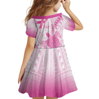 Breast Cancer Awareness Personalised Family Matching Off Shoulder Short Dress and Hawaiian Shirt Pink Ribbon Turtle Polynesian Pattern White
