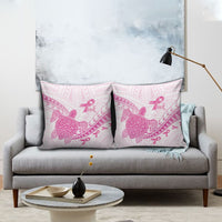 Breast Cancer Awareness Pillow Cover Pink Ribbon Turtle Polynesian Pattern White