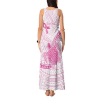 Breast Cancer Awareness Personalised Tank Maxi Dress Pink Ribbon Turtle Polynesian Pattern White LT22 - Polynesian Pride