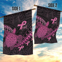 Breast Cancer Awareness Garden Flag Pink Ribbon Turtle Polynesian Pattern Black
