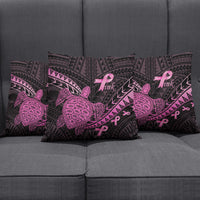 Breast Cancer Awareness Pillow Cover Pink Ribbon Turtle Polynesian Pattern Black