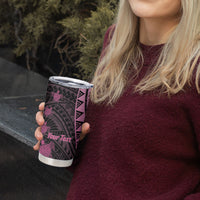 Breast Cancer Awareness Personalised Tumbler Cup Pink Ribbon Turtle Polynesian Pattern Black