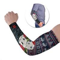 New Zealand Hei Tiki Christmas In July Arm Sleeves Pohutukawa Santa Xmas Polynesian Pattern