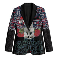 New Zealand Hei Tiki Christmas In July Blazer Pohutukawa Santa Xmas Polynesian Pattern