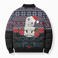 New Zealand Hei Tiki Christmas In July Bomber Puffer Jacket Pohutukawa Santa Xmas Polynesian Pattern
