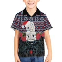 New Zealand Hei Tiki Christmas In July Family Matching Long Sleeve Bodycon Dress and Hawaiian Shirt Pohutukawa Santa Xmas Polynesian Pattern