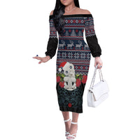 New Zealand Hei Tiki Christmas In July Family Matching Off The Shoulder Long Sleeve Dress and Hawaiian Shirt Pohutukawa Santa Xmas Polynesian Pattern