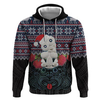 New Zealand Hei Tiki Christmas In July Hoodie Pohutukawa Santa Xmas Polynesian Pattern