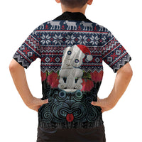 New Zealand Hei Tiki Christmas In July Kid Hawaiian Shirt Pohutukawa Santa Xmas Polynesian Pattern LT22 - Polynesian Pride
