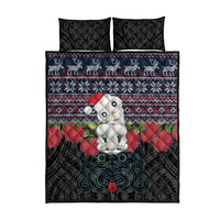 New Zealand Hei Tiki Christmas In July Quilt Bed Set Pohutukawa Santa Xmas Polynesian Pattern