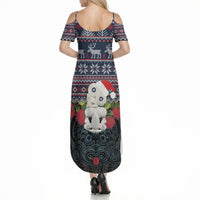 New Zealand Hei Tiki Christmas In July Summer Maxi Dress Pohutukawa Santa Xmas Polynesian Pattern LT22 - Polynesian Pride