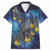 New Zealand Kokako Bird Hawaiian Shirt Kowhai Galaxy Style Polynesian Pattern LT22 Blue - Polynesian Pride
