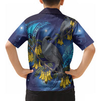 New Zealand Kokako Bird Kid Hawaiian Shirt Kowhai Galaxy Style Polynesian Pattern LT22 - Polynesian Pride