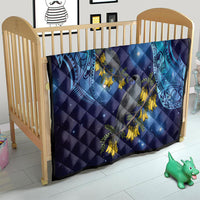 New Zealand Kokako Bird Quilt Kowhai Galaxy Style Polynesian Pattern