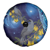 New Zealand Kokako Bird Spare Tire Cover Kowhai Galaxy Style Polynesian Pattern