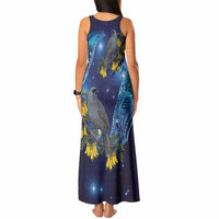 New Zealand Kokako Bird Tank Maxi Dress Kowhai Galaxy Style Polynesian Pattern LT22 - Polynesian Pride