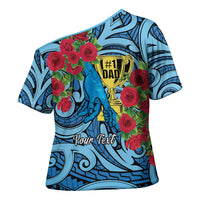 Personalised New Zealand Father's Day Cross Shoulder Shirt Best Dad Trophy Red Rose Maori Pattern LT22 - Polynesian Pride