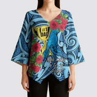 Personalised New Zealand Father's Day Kimono Sleeve Blouse Best Dad Trophy Red Rose Maori Pattern LT22 - Polynesian Pride