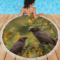 New Zealand Kaka Bird Beach Blanket Kowhai Flower Landscape Style LT22 - Polynesian Pride