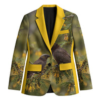 New Zealand Kaka Bird Blazer Kowhai Flower Landscape Style LT22 Unisex Green - Polynesian Pride