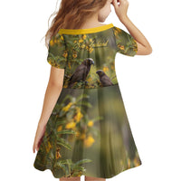 New Zealand Kaka Bird Family Matching Off Shoulder Maxi Dress and Hawaiian Shirt Kowhai Flower Landscape Style LT22 - Polynesian Pride