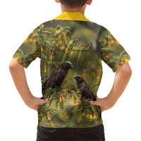 New Zealand Kaka Bird Hawaiian Shirt Kowhai Flower Landscape Style