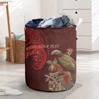 New Zealand Kaka Bird Personalised Laundry Basket Pohutukawa Matariki Maori Pattern
