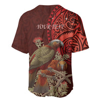 New Zealand Kaka Bird Personalised Baseball Jersey Pohutukawa Matariki Maori Pattern