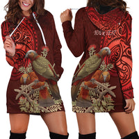 New Zealand Kaka Bird Personalised Hoodie Dress Pohutukawa Matariki Maori Pattern LT22 - Polynesian Pride