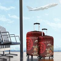 New Zealand Kaka Bird Personalised Luggage Cover Pohutukawa Matariki Maori Pattern