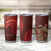 New Zealand Kaka Bird Personalised Tumbler Cup Pohutukawa Matariki Maori Pattern