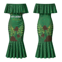 Personalised South Canterbury Anniversary Day Family Matching Mermaid Dress and Hawaiian Shirt Kiwi Kowhai Silver Fern Maori Pattern LT22 Mom's Dress Green - Polynesian Pride