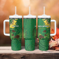 Personalised South Canterbury Anniversary Day Tumbler With Handle Kiwi Kowhai Silver Fern Maori Pattern LT22 - Polynesian Pride
