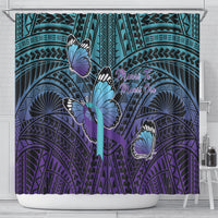 New Zealand Suicide Prevention Month Shower Curtain Maori Mauri Tu Mauri Ora Polynesian Pattern LT22 - Polynesian Pride