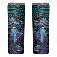 Personalised New Zealand Suicide Prevention Month Skinny Tumbler Maori Mauri Tu Mauri Ora Polynesian Pattern LT22 Teal - Polynesian Pride