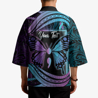 Personalised Polynesia Suicide Prevention Month Kimono Semicolon Butterfly Never Give Up Polynesian Pattern LT22 - Polynesian Pride