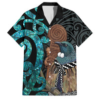 New Zealand Tui Bird Wahaika Hawaiian Shirt Maori Weapon Paua Shell Koru Pattern