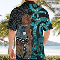 New Zealand Tui Bird Wahaika Hawaiian Shirt Maori Weapon Paua Shell Koru Pattern LT22 - Polynesian Pride